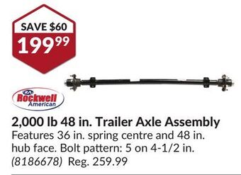 Princess Auto 2,000 lb 48 in. trailer axle assembly offer