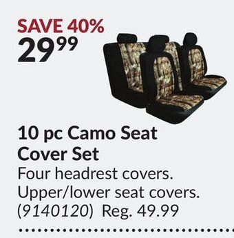 Princess Auto 10 pc camo seat cover set offer