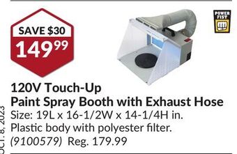 Princess Auto 120v touch-up paint spray booth with exhaust offer