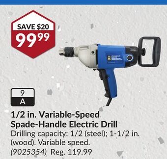 Princess Auto 1/2 in. variable-speed spade-handle electric drill offer
