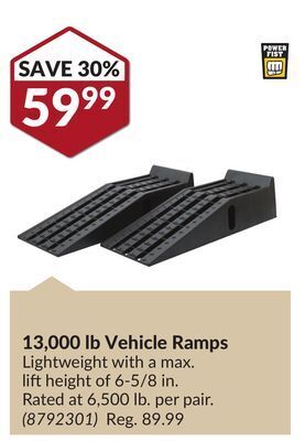 Princess Auto 13,000 lb vehicle ramps offer