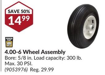 Princess Auto 4.00-6 wheel assembly offer