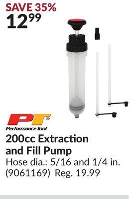 Princess Auto 200cc extraction and fill pump hose offer