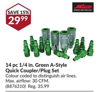 Princess Auto 14 pc 1/4 in. green a-style quick coupler/plug set offer