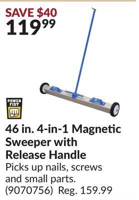 Princess Auto 46 in. 4-in-1 magnetic sweeper with release handle offer