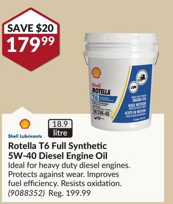Princess Auto Rotella t6 full synthetic 5w-40 diesel engine offer