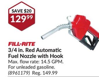 Princess Auto 3/4 in. red automatic fuel nozzle with hook offer