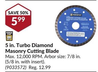 Princess Auto 5 in. turbo diamond masonry cutting blade offer