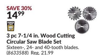 Princess Auto 3 pc 7-1/4 in. wood cutting circular saw blade set offer