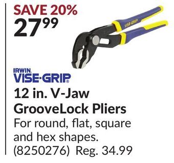 Princess Auto 12 in. v-jaw groovelock pliers offer