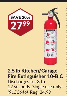 Princess Auto 2.5 lb kitchen/garage fire extinguisher 10-b:c offer