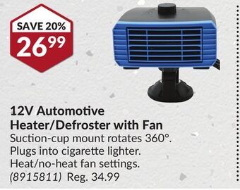 Princess Auto 12v automotive heater/defroster with fan offer