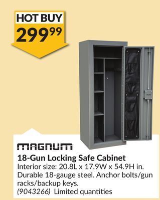 Princess Auto 18-gun locking safe cabinet offer