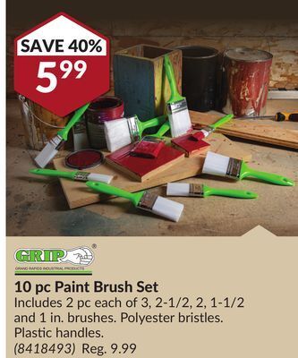 Princess Auto Grand rapids industrial products 10 pc paint brush set offer