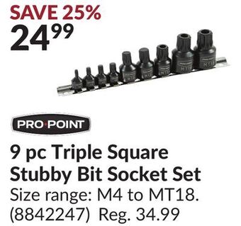 Princess Auto 9 pc triple square stubby bit socket set offer