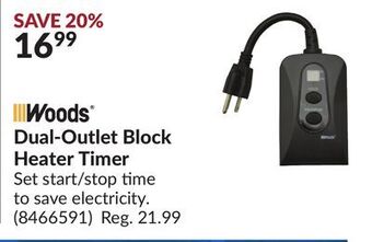 Princess Auto Woods dual-outlet block heater timer set offer