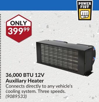 Princess Auto 36,000 btu 12v auxiliary heater offer