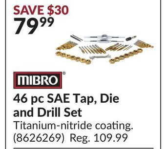 Princess Auto 46 pc sae tap, die and drill set offer