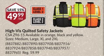Princess Auto Quilted safety jackets csa z96-15 offer