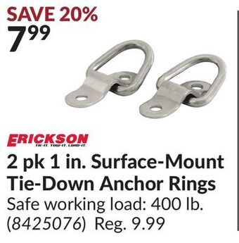 Princess Auto 2 pk 1 in. surface-mount tie-down anchor rings offer