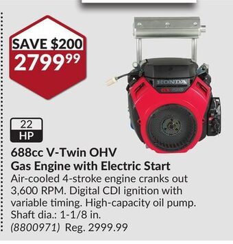 Princess Auto 688cc v-twin ohv gas engine offer