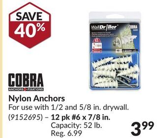 Princess Auto Nylon anchors offer