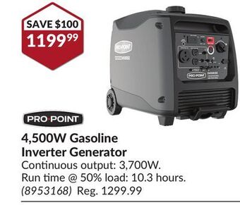 Princess Auto Pro point 4, 500w gasoline inverter generator offer