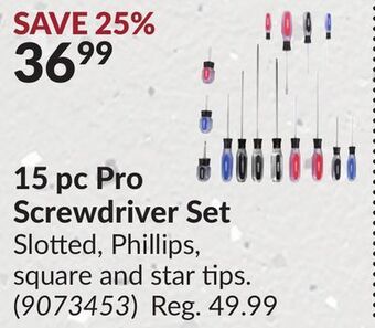 Princess Auto 15 pc pro screwdriver set offer