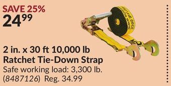 Princess Auto 2 in. x 30 ft10,000 lb ratchet tie-down strap offer