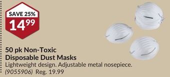 Princess Auto 50 pk non-toxic disposable dust masks offer