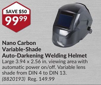 Princess Auto Nano carbon variable-shade auto-darkening welding helmet offer