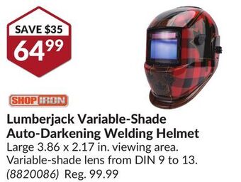 Princess Auto Lumberjack variable-shade auto-darkening welding helmet offer