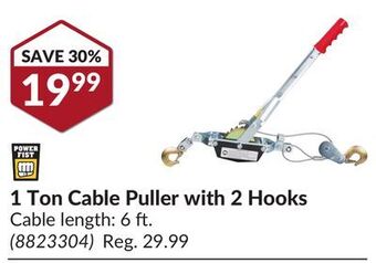 Princess Auto 1 ton cable puller with 2 hooks offer