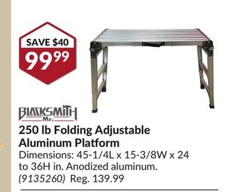 Princess Auto 250 lb folding adjustable aluminum platform offer