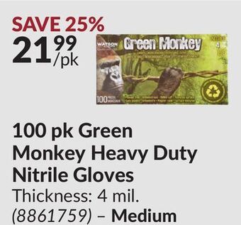 Princess Auto 100 pk green monkey heavy duty nitrile gloves offer