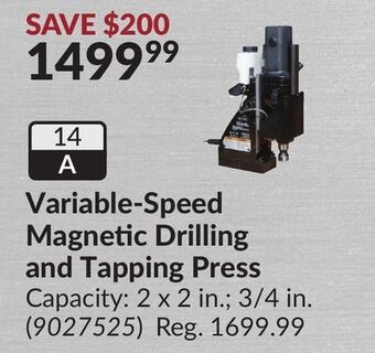 Princess Auto Variable-speed magnetic drilling and tapping press offer