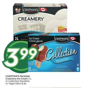 Sobeys CHAPMAN'S Markdale Creamery Ice Cream 2 L or Collection Novelties or Yogurt Bars 8 pk offer
