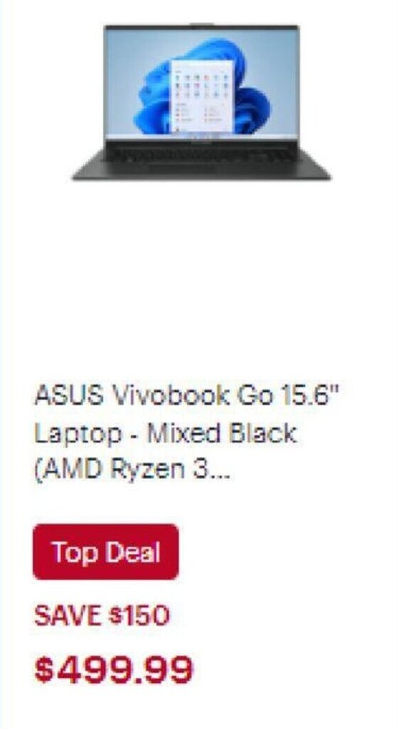 Best Buy ASUS Vivobook Go 15.6" Laptop offer