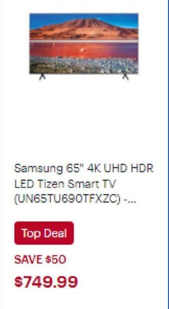 Best Buy Samsung 65" 4K UHD HDR LED Tizen Smart TV offer