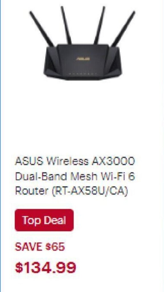Best Buy ASUS Wireless AX3000 Dual-Band Mesh Wi-Fi 6 Router offer