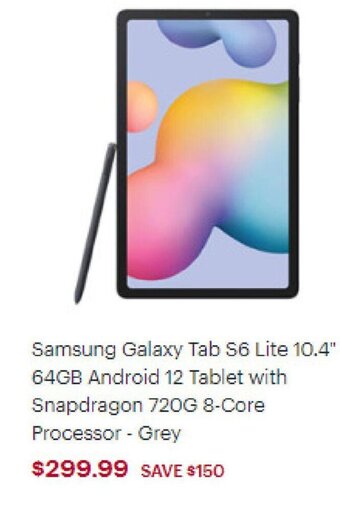 Best Buy Samsung Galaxy Tab S6 Lite 10.4" 64GB Android 12 Tablet with Snapdragon 720G 8-Core Processor - Grey offer