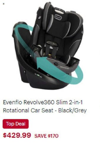 Best Buy Evenflo Revolve360 Slim 2-in-1 Rotational Car Seat - Black/Grey offer