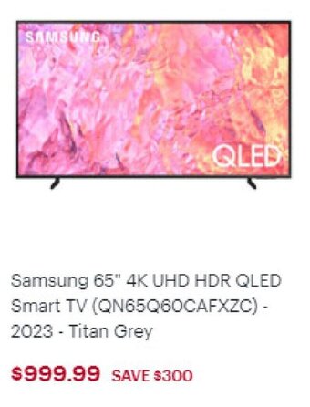 Best Buy Samsung 65" 4K UHD HDR QLED Smart TV offer