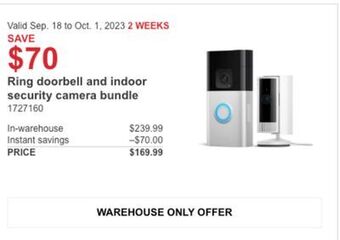 Costco Ring doorbell and indoor security camera bundle offer