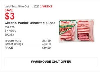 Costco Citterio panini! assorted sliced meats offer