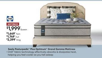Sleep Country Sealy posturpedic plus optimum grand gemma mattress offer