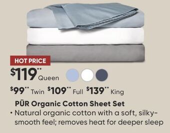 Sleep Country Pür organic cotton sheet set offer