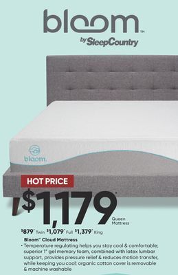 Sleep Country Bloom cloud mattress offer
