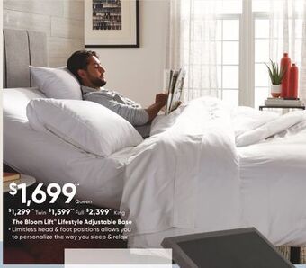 Sleep Country The bloom lift lifestyle adjustable base offer