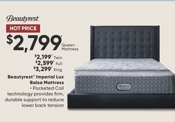 Dormez Vous Beautyrest imperial lux balsa mattress offer